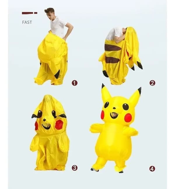 Gul Uppblåsbar Pikachu Maskotdräkt Anime Cosplay