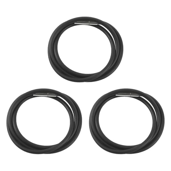3X 3mm Gummisnor Sort Halskæde med Lås i Rustfrit Stål - 16 Tommer Black