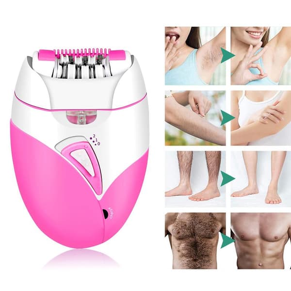 Elektrisk hårfjerning Epilator Oppladbart Avtakbart hode for kvinner Menn Hårtrimmer Rosa 0.1