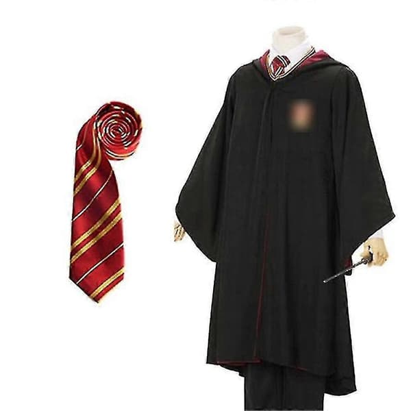 Harry Potter Magic Costume Set, Halloween Cosplay Costume Cape, Wizard Uniform for Adults, Party Performance Magic Cape Outfit Red Red Medium