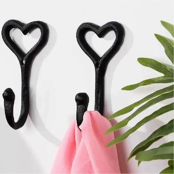4X Støbejerns Hjertekroge Hjerteformet Krog Retro Jernkroge