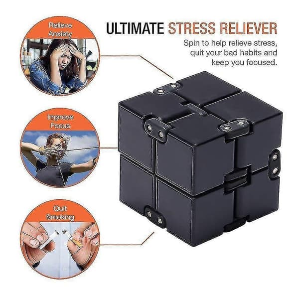 2x2x2 Infinity Fidget Cube Legetøj (sort)