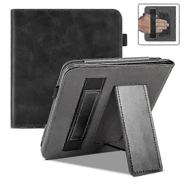 Premium stativfodral för 7\" Kobo Libra Colour - PU-läder med handrem Black