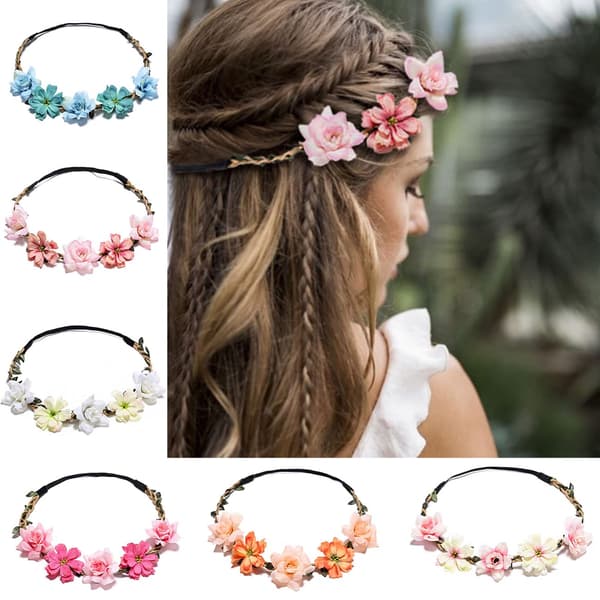 Damehodeplagg Kolleksjon Tilbehør - 6 STK Boho Hårkranser, Blomsterkroner, Tiaraer for bruder, brudepiker, blomsterjenter, bryllup
