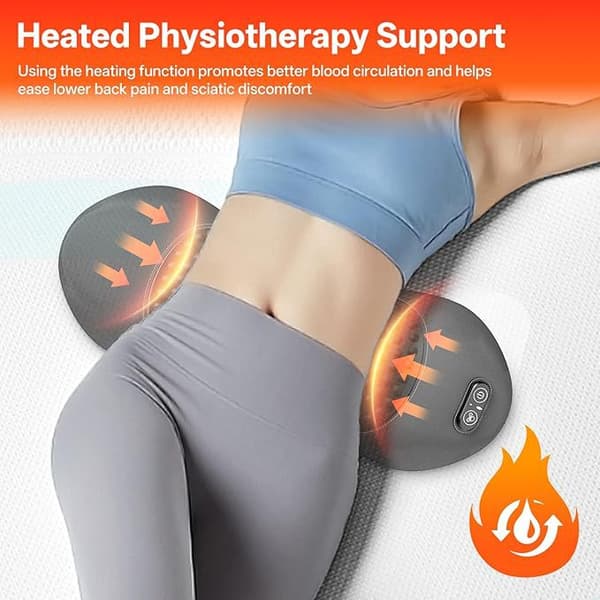 3-in-1 Lumbar Massager with Heat, Vibration, and Stretching Functions; Ergonomic Memory Foam Lumbar Support Pillow for Bed and Chair;