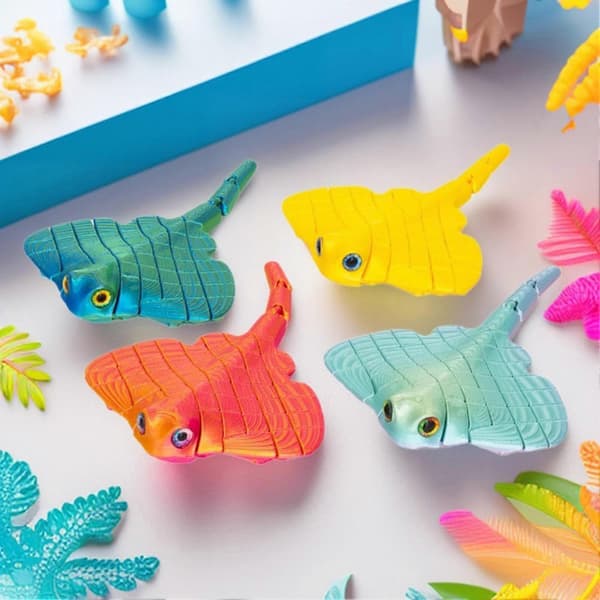 3D-printet flaggermusfiskfigur for samlere av havdyr, hjemmekontor og gave til barn og voksne E