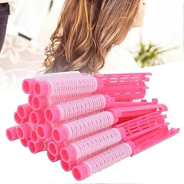 20 stk. Perm-ruller, løse krøllede hårstyling-perm-ruller, ingen mærker hår-perm-ruller til kvinders hårstyling-design (rosa)