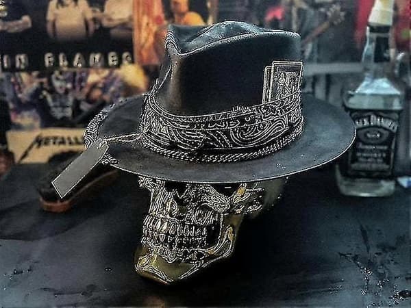 Western Skull Hat til Mænd Punk Stil Cowboy Mode Tilbehør
