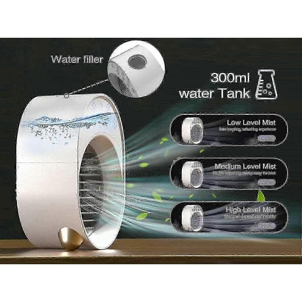 Bærbar Mini Aircondition Ventilator, USB Luftkøler Befugter Køleventilator