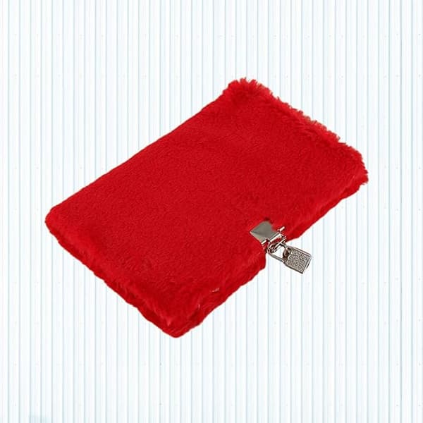 Plush Dagbok med Lås og Nøkkel, A5 Linjert Hardback Planner Organizer Notatbok Låsende Journal Skriveblokk Gave til Barn Jenter Gutter (Rød)