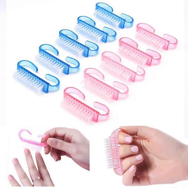 10 Pcs Nail Brushes with Plastic Handle Nail Cleaning Manicure Tools Accessories