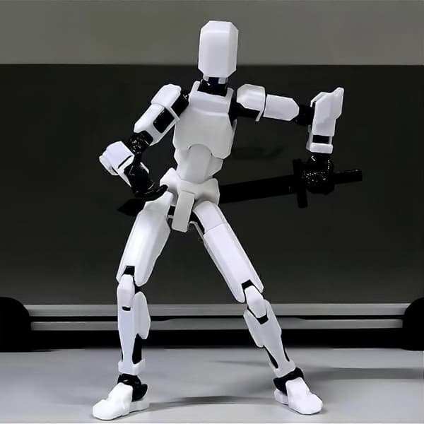 T13 Actionfigur, Robot Actionfigur, 3D-printet med full artikulasjon, Skrivebordsdekorasjon White