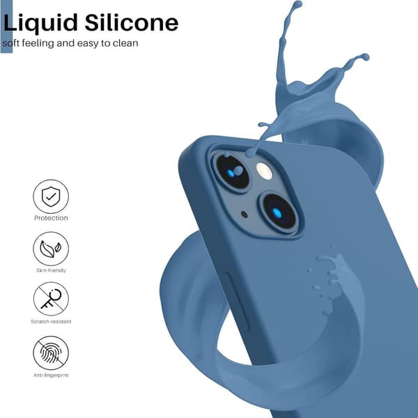 iPhone 13 Case, Liquid Silicone Case for 6.1 inch iPhone 13, Ultra-thin Case, Full Coverage Shockproof Protective Soft Case Blue