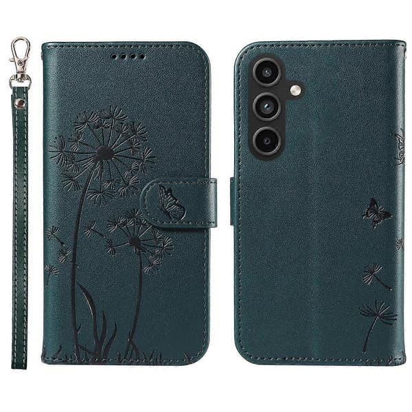 För Samsung Galaxy S23 FE Läderfodral Plånboksfodral Maskrosavtryck - Multicolor Blue