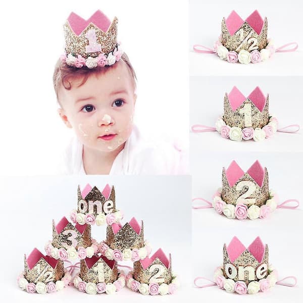 Prinsessekrone Pannebånd Hårbånd Hodeplagg For Bursdagsfest BGold-1