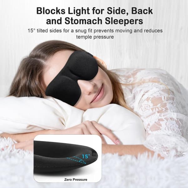Sleep Mask for Back and Side Sleepers, 3 Pack, 100% Light Blocking 3D Eye Masks for Sleep