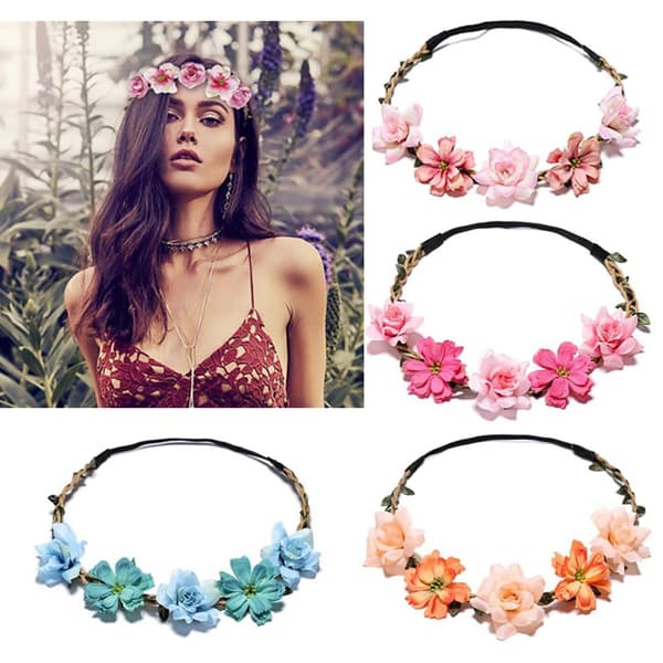 Damehodeplagg Kolleksjon Tilbehør - 6 STK Boho Hårkranser, Blomsterkroner, Tiaraer for bruder, brudepiker, blomsterjenter, bryllup