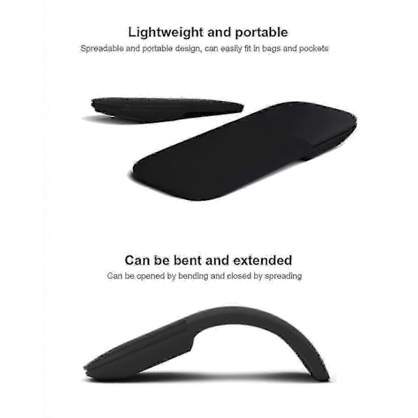 Bluetooth 4.0 trådløs mus foldbar ergonomisk lydløs til pc bærbar computer Bluetooth blue