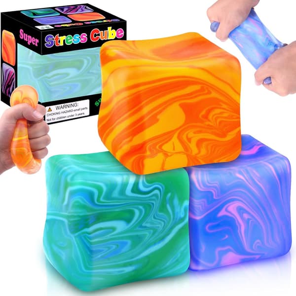 Snefnug Nice Cube isterning maltose klemmelegetøj, en langsomt-rebound stressaflaster. Orange-patterned bear