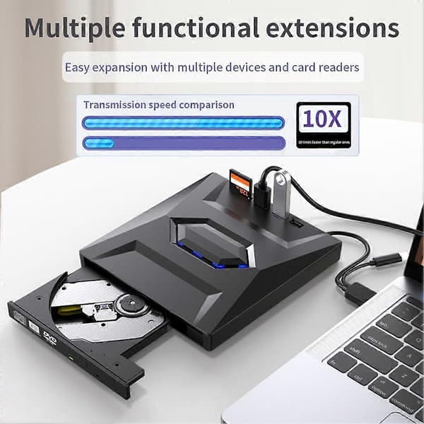 Praktisk och vacker extern DVD CD-brännare CD- och DVD-spelare Typ C/USB3.0 extern DVD CD-enhet för PC Laptop Windows