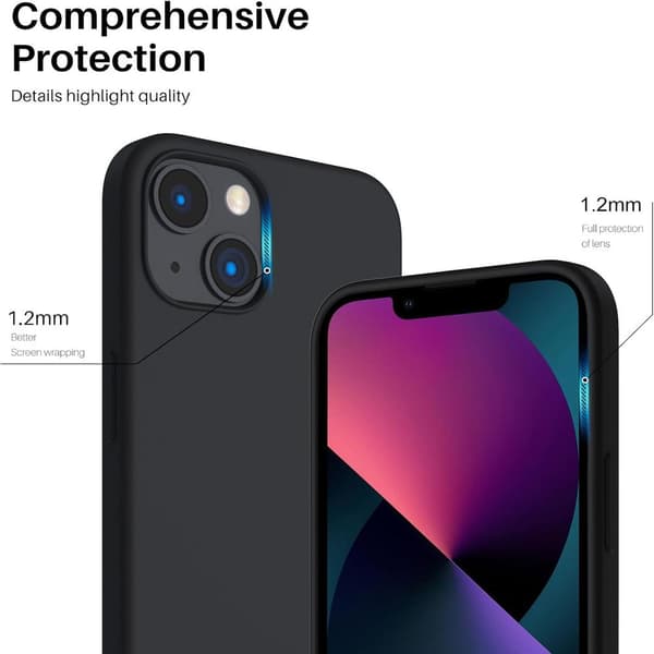 iPhone 13 Case, Liquid Silicone Case for 6.1 inch iPhone 13, Ultra-thin Case, Full Coverage Shockproof Protective Soft Case Black
