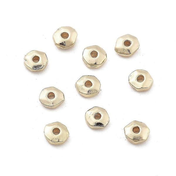 Flate runde messingperler ekte 14K gullbelagt 4,5x5x2mm Hull: 1,5mm