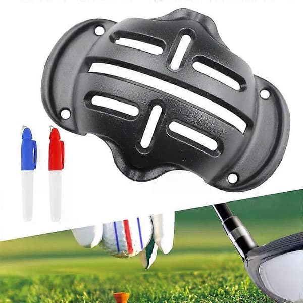 Praktisk och vacker Golfboll Triple Track Marker Alignment Stencil Kit med 2 pennor för exakt puttning