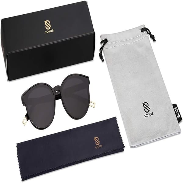 Overdimensionerede runde solbriller til kvinder og mænd Sort Grå Black Grey 60 Millimeters