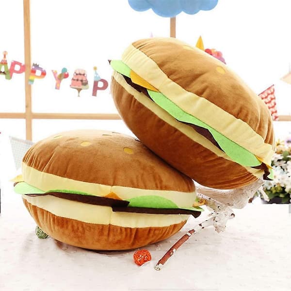 Mad Pyntepude Plys Kæmpe Hamburger 30cm Blød Sofapude Pude Børn Ven