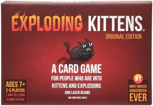 Exploding Kittens - Kortspill | Familievennlig selskapsspill | Russisk rulett | Engelsk | Alder 7+ | 2 til 5 spillere