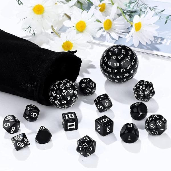 2026 latest explosion 15 pieces complete polyhedral DND dice set D3-D100 spherical dice set, 100-sided dice set for role-playing games