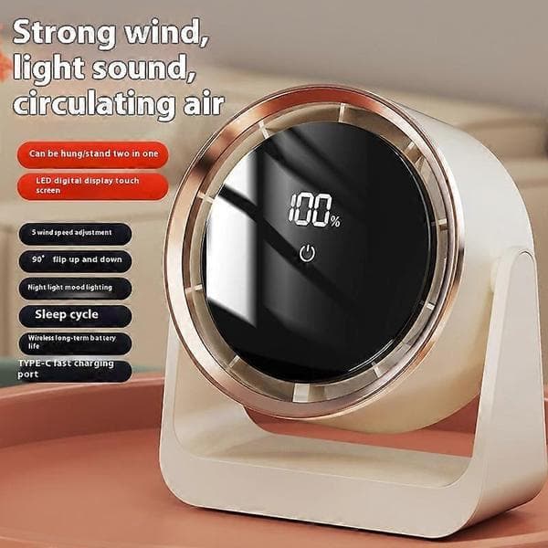 Lydløs USB Bladeless Desktop & Håndholdt Ventilator Bærbar Kontor Hjem White