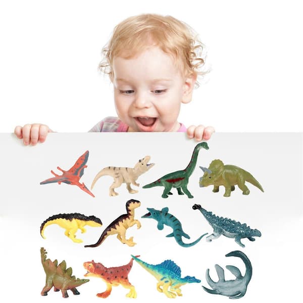Autentiske dyrefigurer, sett med 12 for samling og feiringer Dinosaur