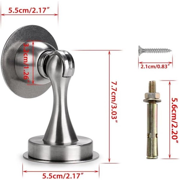 Dørstopper - magnetisk sølvfarget variant med sterk magnet