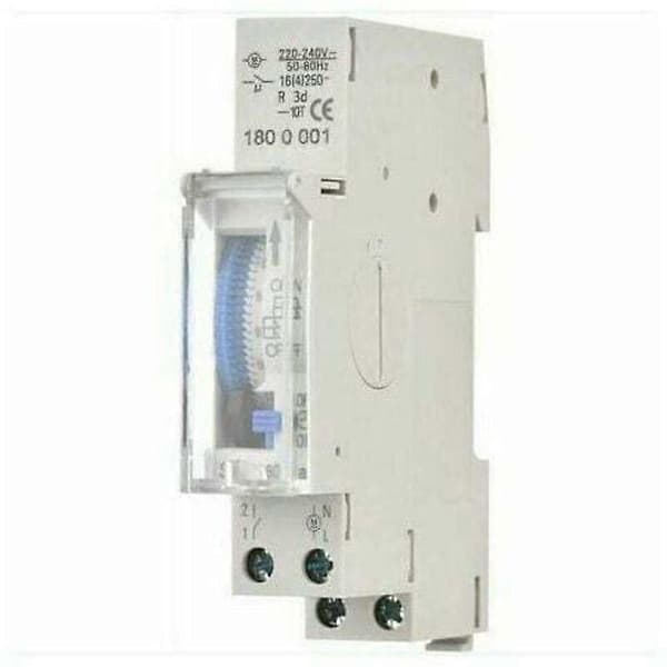 24-timmars mekanisk timer Programmerbar i 15-minutersintervall DIN-skenmontering AC220-240V spänning Integrerat 1.2V 40mAh Ni-MH batteri