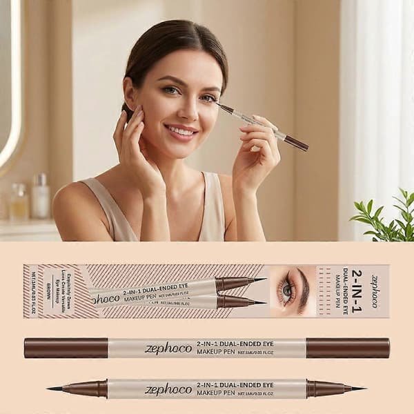 Zephoco Dobbelt-hovedet Flydende Eyeliner (Brun)