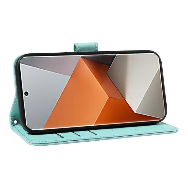 För Xiaomi Redmi Note 13 Pro 5G Läderfodral Plånboksfodral Maskrosavtryck - Multicolor Green