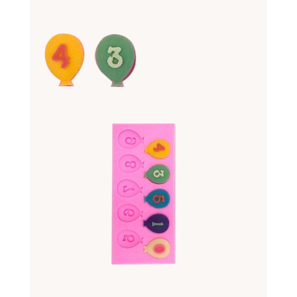 10 Ballonger Siffror 0-9 Silikonform multifärg