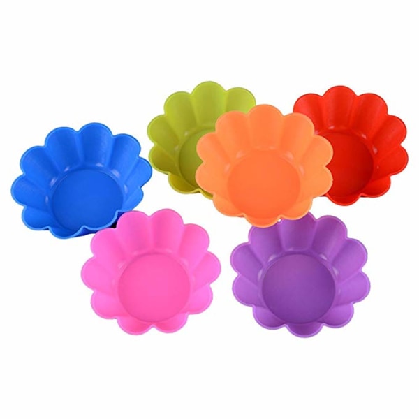 Muffinsformar i Silikon 6-Pack Silikonformar Blommor multifärg