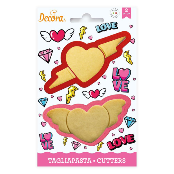 Utstickare Hjärtan Valentine 2-pack- Decora multifärg