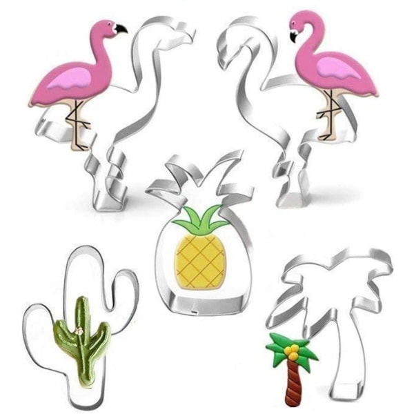 Tropical Kakmått Utstickare Kaktus Flamingo Ananas Palm Rostfrit Silver