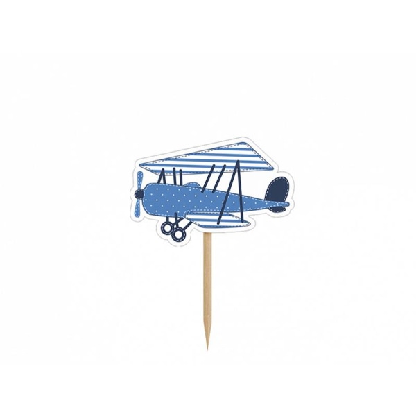 Cupcake Toppers Flygplan Moln Little Plane Blå