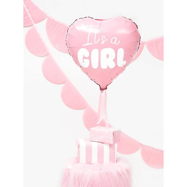 Ballong Folieballong Hjärta - It's a girl - Babyshower Rosa