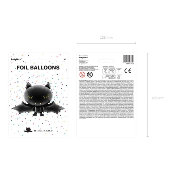 Folieballong Fladdermus, Halloween- PartyDeco Svart