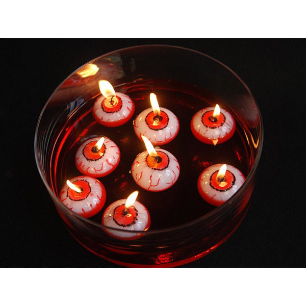 Läskiga Ögon, Ljus Halloween, Floating candle Eye, 4cm -5 Pack multifärg