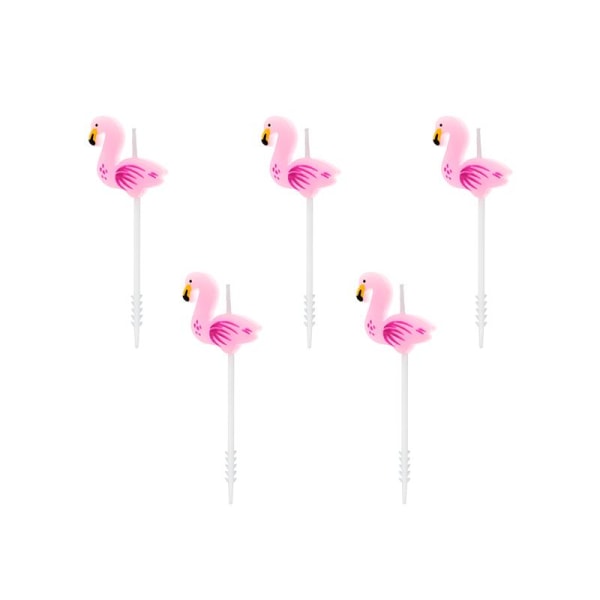 Tårtljus Flamingos Tropical Party 5-Pack - PartyDeco Rosa