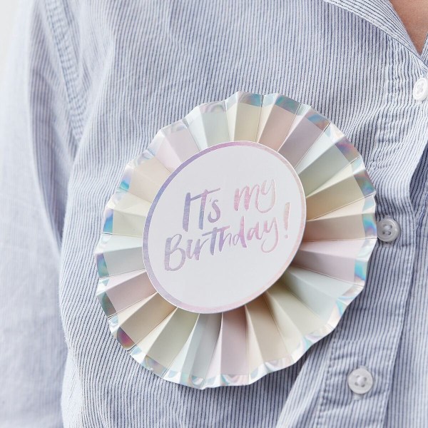 Birthday Badge Kalas Pin - Pastel party Silverglas