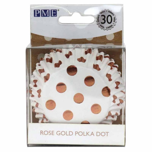 Muffinsformar Prickar Roséguld Polka Dot Cupcakes, 30st Rosa guld