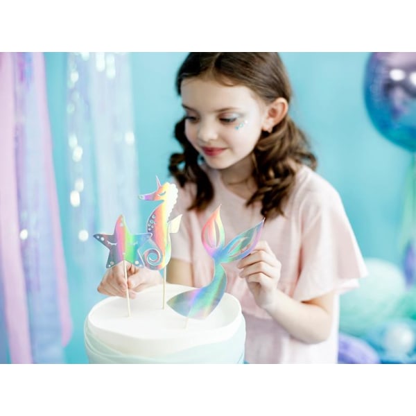 Cake Picks Iridescent Mix - Mermaid Party Silverglas
