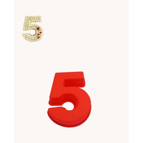 Nummer 5, Sifferform i Silikon Silikonform Bakform Röd